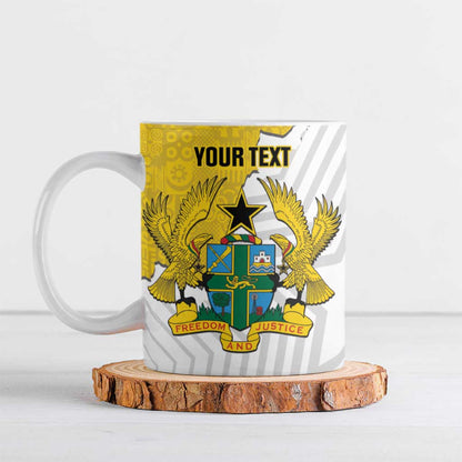 Custom Ghana Football Ceramic Mug 2026 Go Black Stars Yellow Adinkra Pattern - African Pride