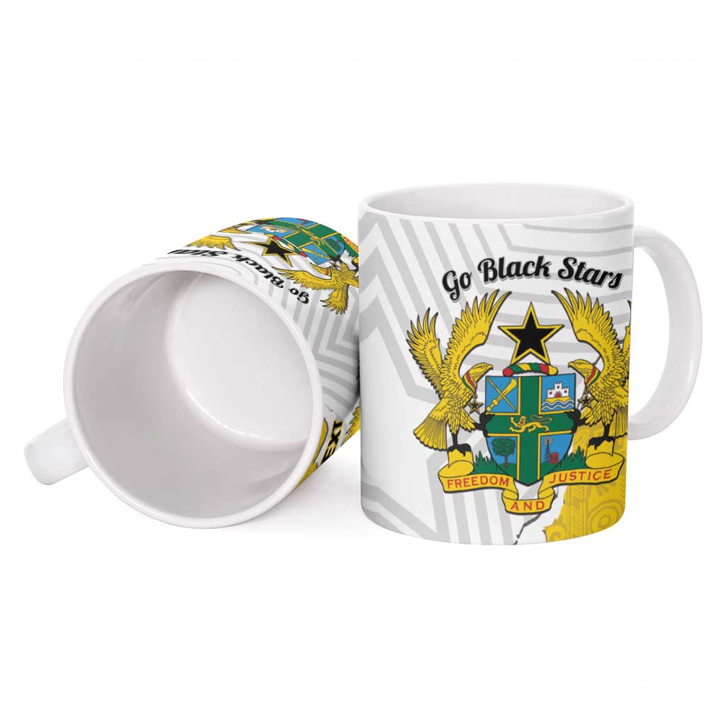 Custom Ghana Football Ceramic Mug 2026 Go Black Stars Yellow Adinkra Pattern - African Pride