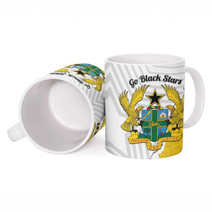 Custom Ghana Football Ceramic Mug 2026 Go Black Stars Yellow Adinkra Pattern - African Pride