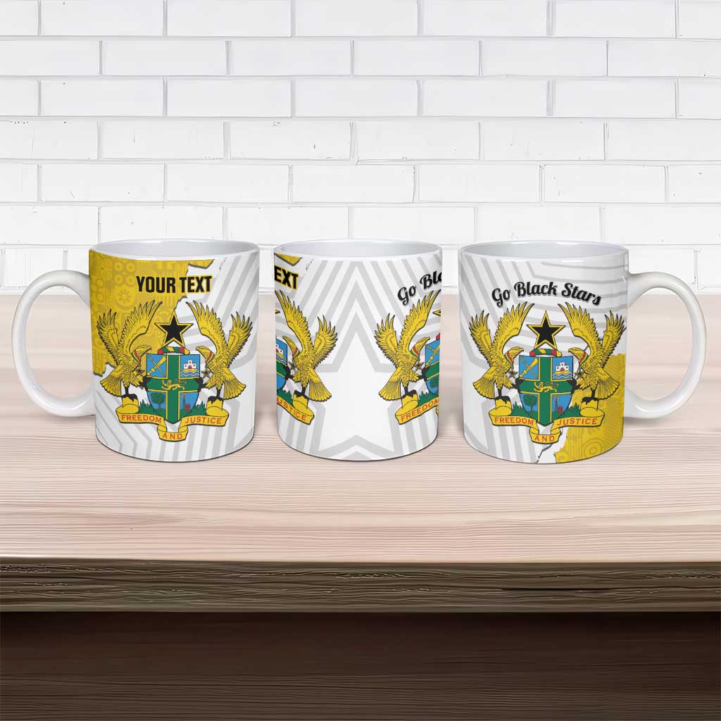Custom Ghana Football Ceramic Mug 2026 Go Black Stars Yellow Adinkra Pattern - African Pride