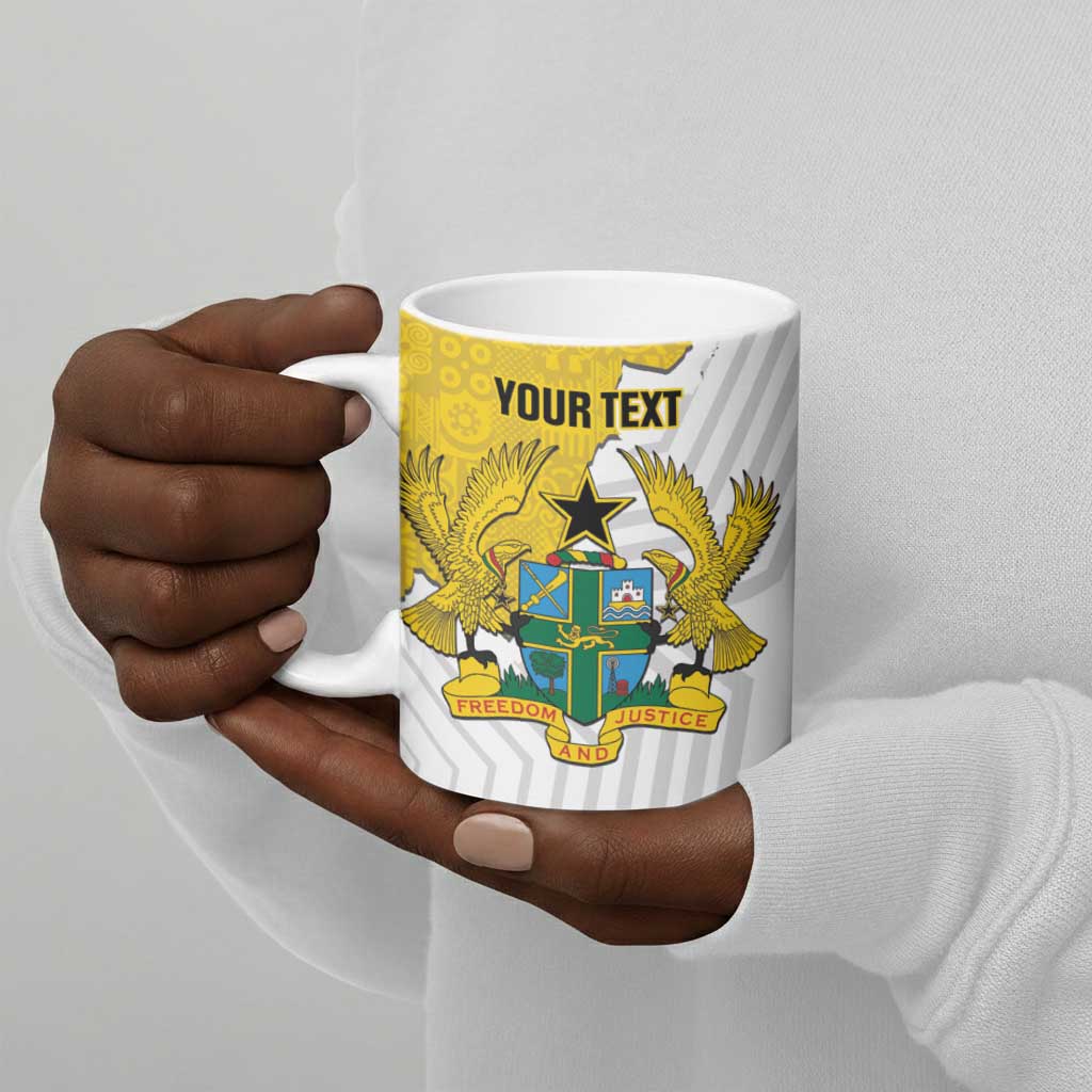 Custom Ghana Football Ceramic Mug 2026 Go Black Stars Yellow Adinkra Pattern - African Pride