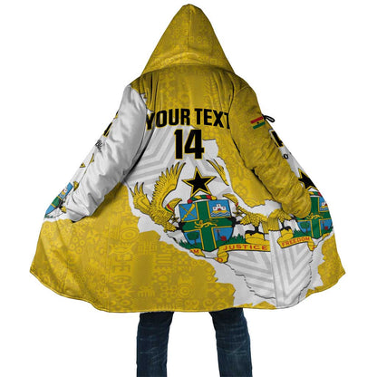 Custom Ghana Football Cloak 2026 Go Black Stars Yellow Adinkra Pattern - African Pride