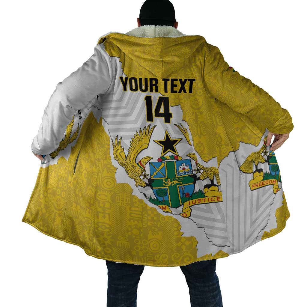 Custom Ghana Football Cloak 2026 Go Black Stars Yellow Adinkra Pattern - African Pride