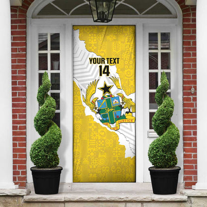 Custom Ghana Football Door Cover 2026 Go Black Stars Yellow Adinkra Pattern - African Pride