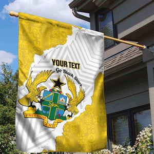 Custom Ghana Football Garden Flag 2026 Go Black Stars Yellow Adinkra Pattern - African Pride
