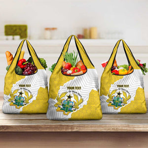 Custom Ghana Football Grocery Bag 2026 Go Black Stars Yellow Adinkra Pattern - African Pride
