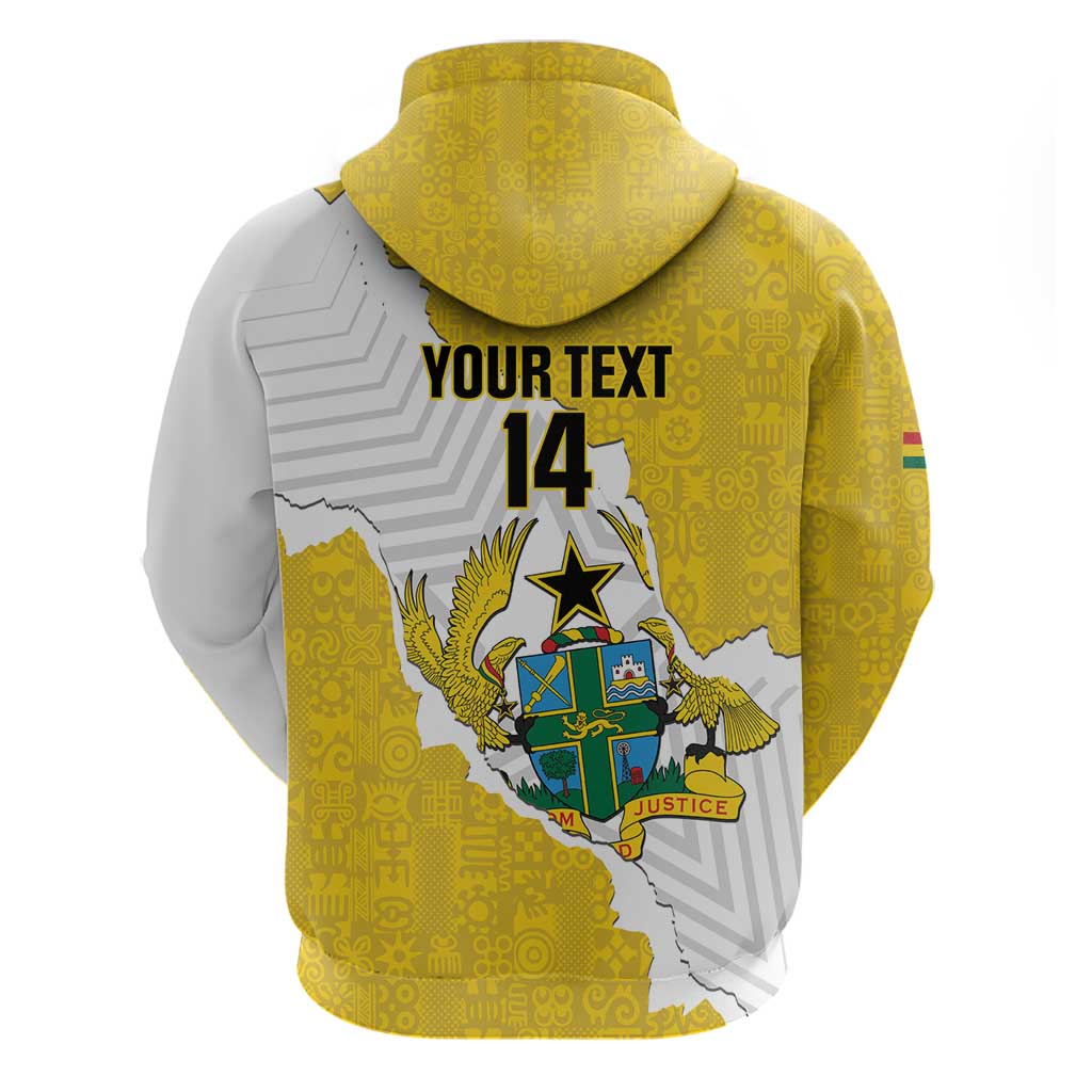 Custom Ghana Football Hoodie 2026 Go Black Stars Yellow Adinkra Pattern - African Pride