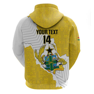 Custom Ghana Football Hoodie 2026 Go Black Stars Yellow Adinkra Pattern - African Pride