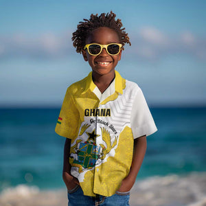 Custom Ghana Football Kid Hawaiian Shirt 2026 Go Black Stars Yellow Adinkra Pattern LT14
