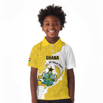Custom Ghana Football Kid Polo Shirt 2026 Go Black Stars Yellow Adinkra Pattern LT14