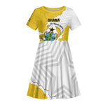 Custom Ghana Football Kid Short Sleeve Dress 2026 Go Black Stars Yellow Adinkra Pattern LT14