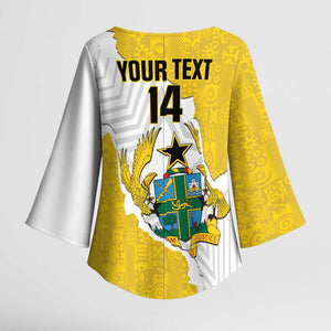 Custom Ghana Football Kimono Sleeve Blouse 2026 Go Black Stars Yellow Adinkra Pattern - African Pride