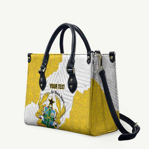 Custom Ghana Football Leather Bag 2026 Go Black Stars Yellow Adinkra Pattern - African Pride