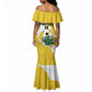 Custom Ghana Football Mermaid Dress 2026 Go Black Stars Yellow Adinkra Pattern LT14