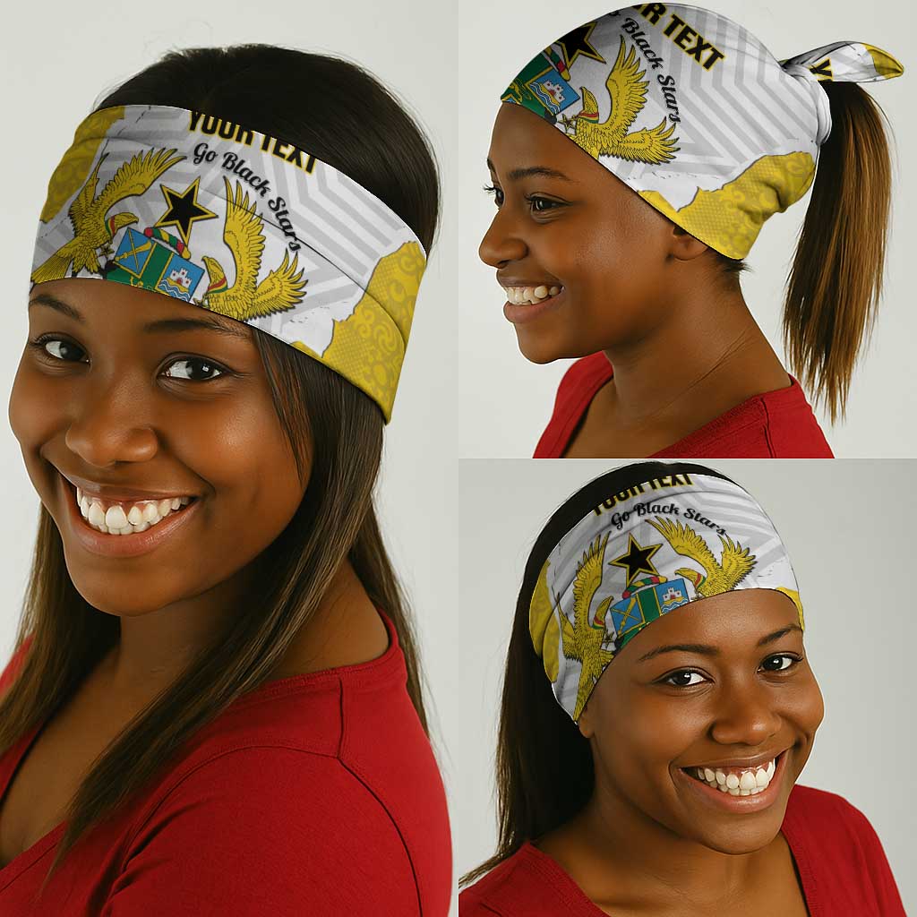 Custom Ghana Football Neck Gaiter 2026 Go Black Stars Yellow Adinkra Pattern - African Pride