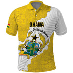 Custom Ghana Football Polo Shirt 2026 Go Black Stars Yellow Adinkra Pattern LT14