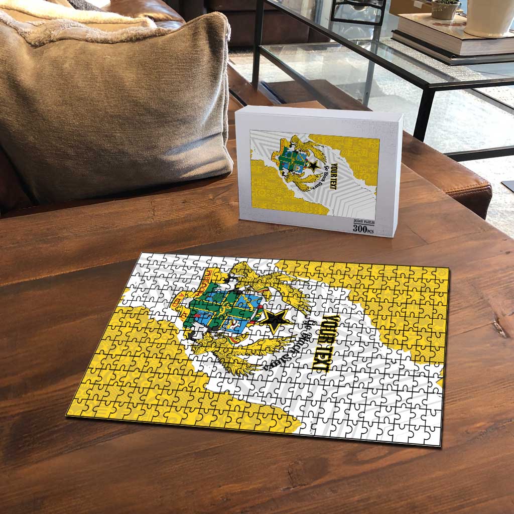 Custom Ghana Football Puzzle 2026 Go Black Stars Yellow Adinkra Pattern - African Pride