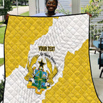 Custom Ghana Football Quilt 2026 Go Black Stars Yellow Adinkra Pattern - African Pride