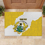 Custom Ghana Football Rubber Doormat 2026 Go Black Stars Yellow Adinkra Pattern - African Pride