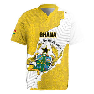 Custom Ghana Football Rugby Jersey 2026 Go Black Stars Yellow Adinkra Pattern LT14
