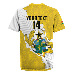 Custom Ghana Football Rugby Jersey 2026 Go Black Stars Yellow Adinkra Pattern LT14