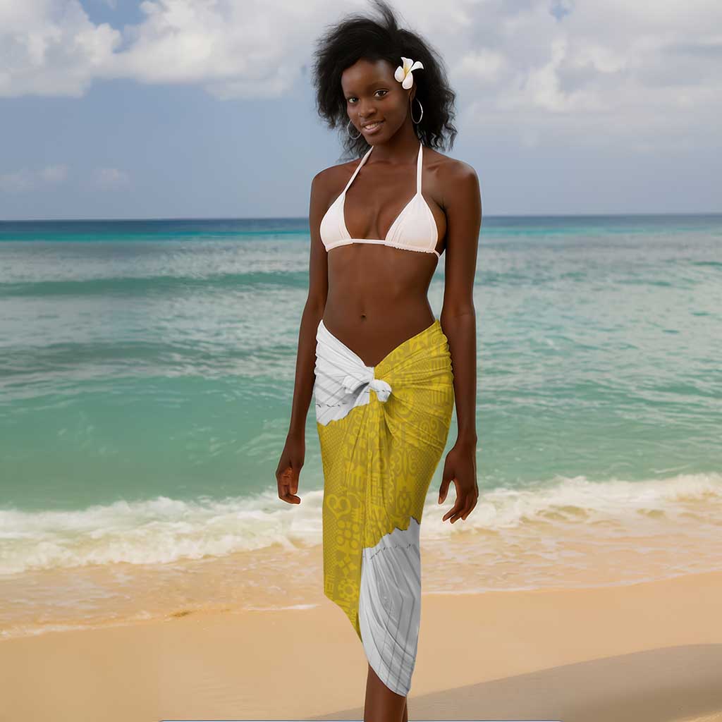Custom Ghana Football Sarong 2026 Go Black Stars Yellow Adinkra Pattern - African Pride