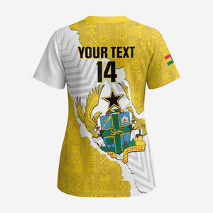 Custom Ghana Football Scrub Top 2026 Go Black Stars Yellow Adinkra Pattern - African Pride