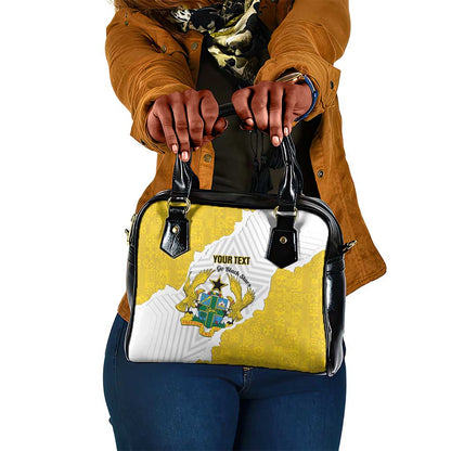 Custom Ghana Football Shoulder Handbag 2026 Go Black Stars Yellow Adinkra Pattern - African Pride