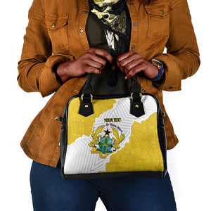 Custom Ghana Football Shoulder Handbag 2026 Go Black Stars Yellow Adinkra Pattern - African Pride