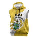 Custom Ghana Football Sleeveless Hoodie 2026 Go Black Stars Yellow Adinkra Pattern - African Pride