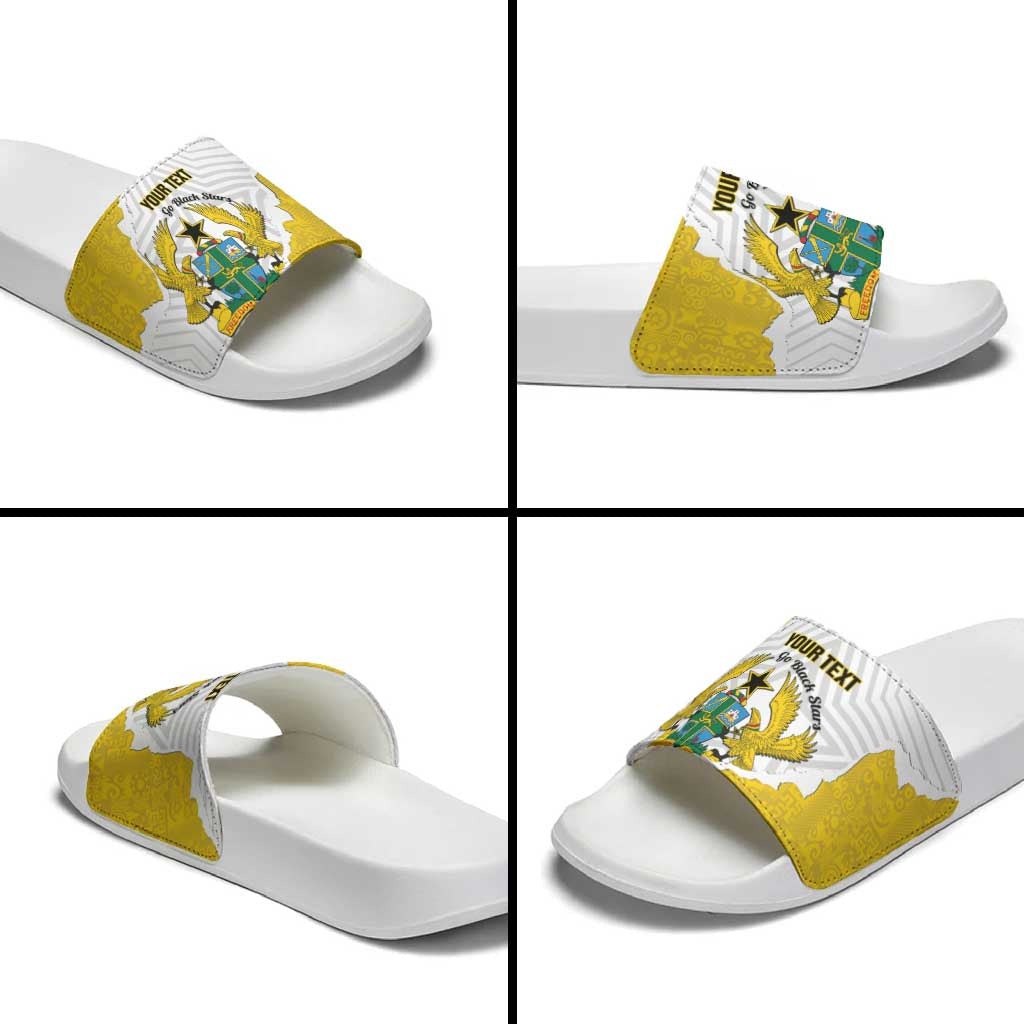 Custom Ghana Football Slide Sandals 2026 Go Black Stars Yellow Adinkra Pattern - African Pride