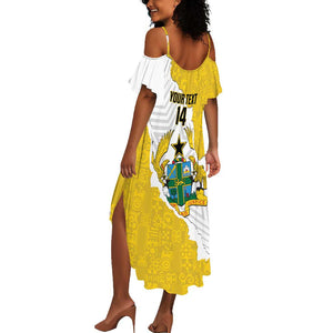 Custom Ghana Football Summer Maxi Dress 2026 Go Black Stars Yellow Adinkra Pattern LT14