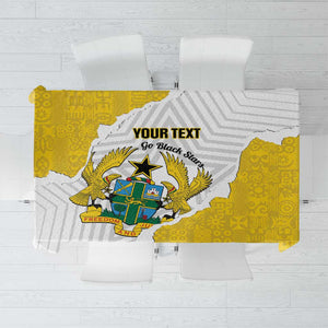 Custom Ghana Football Tablecloth 2026 Go Black Stars Yellow Adinkra Pattern - African Pride