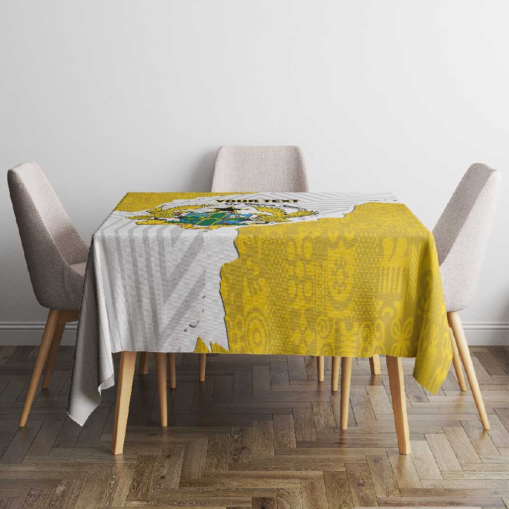 Custom Ghana Football Tablecloth 2026 Go Black Stars Yellow Adinkra Pattern - African Pride