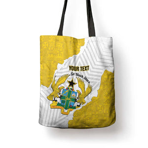 Custom Ghana Football Tote Bag 2026 Go Black Stars Yellow Adinkra Pattern - African Pride