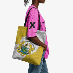 Custom Ghana Football Tote Bag 2026 Go Black Stars Yellow Adinkra Pattern - African Pride