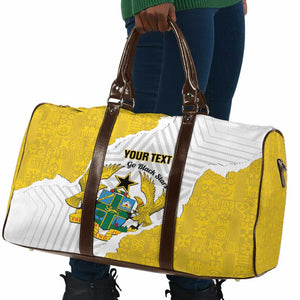 Custom Ghana Football Travel Bag 2026 Go Black Stars Yellow Adinkra Pattern - African Pride