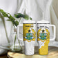 Custom Ghana Football Tumbler With Handle 2026 Go Black Stars Yellow Adinkra Pattern - African Pride
