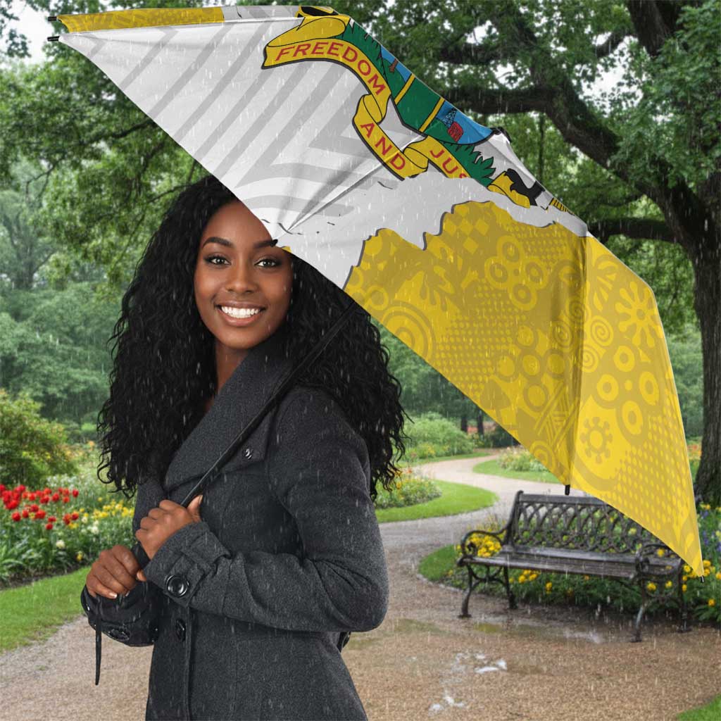 Custom Ghana Football Umbrella 2026 Go Black Stars Yellow Adinkra Pattern - African Pride