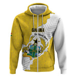 Custom Ghana Football Zip Hoodie 2026 Go Black Stars Yellow Adinkra Pattern - African Pride