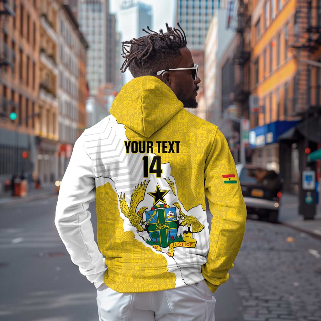 Custom Ghana Football Zip Hoodie 2026 Go Black Stars Yellow Adinkra Pattern - African Pride