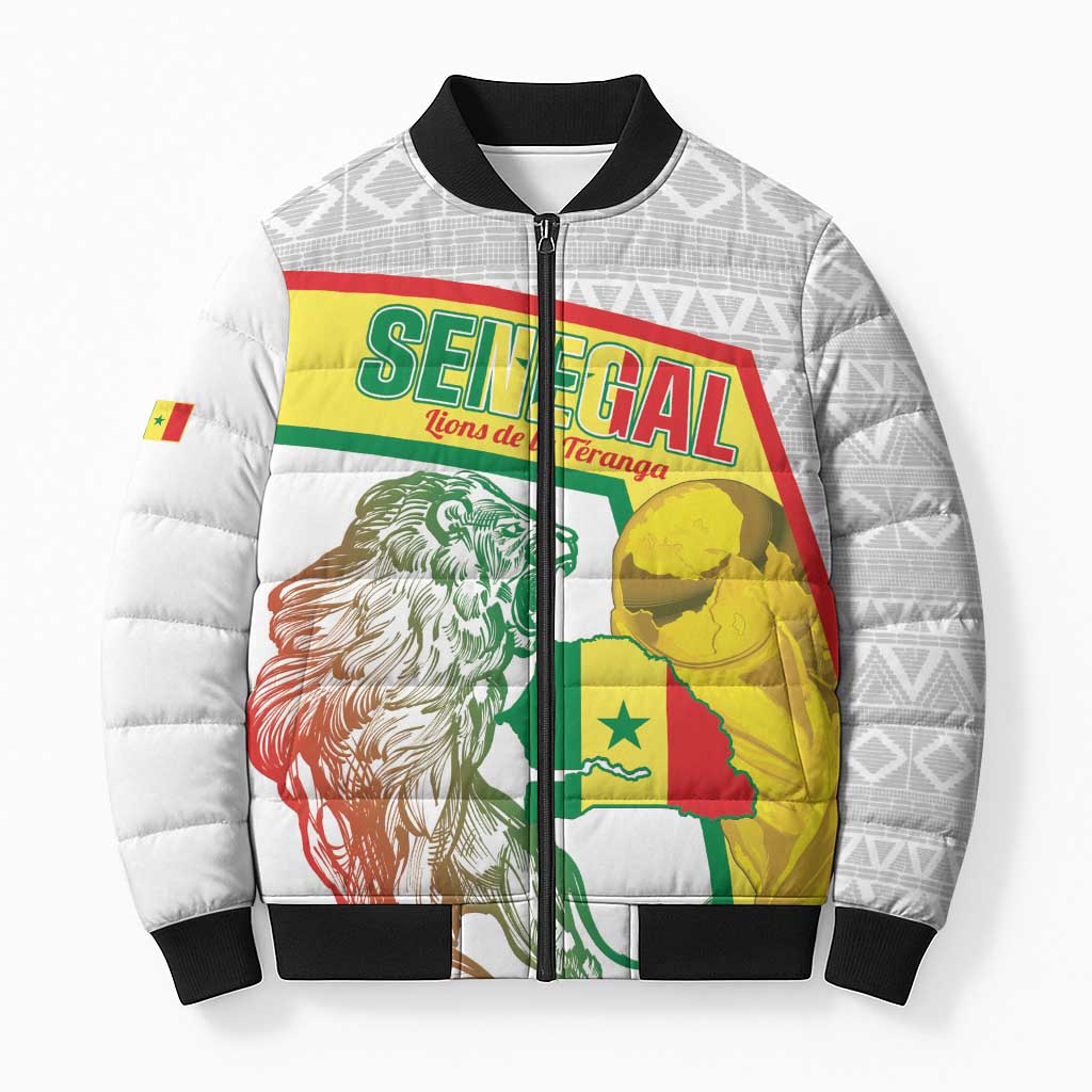 Personalized Senegal Football Bomber Puffer Jacket 2026 Come On Lions de la Teranga - African Pride
