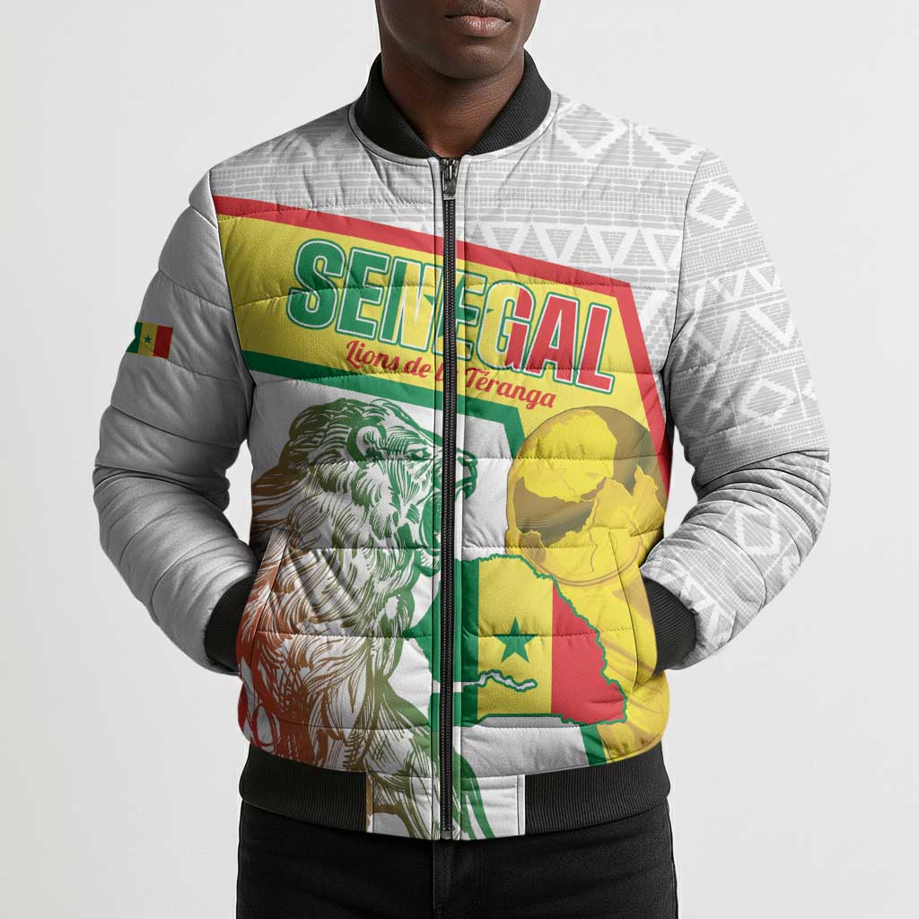 Personalized Senegal Football Bomber Puffer Jacket 2026 Come On Lions de la Teranga - African Pride