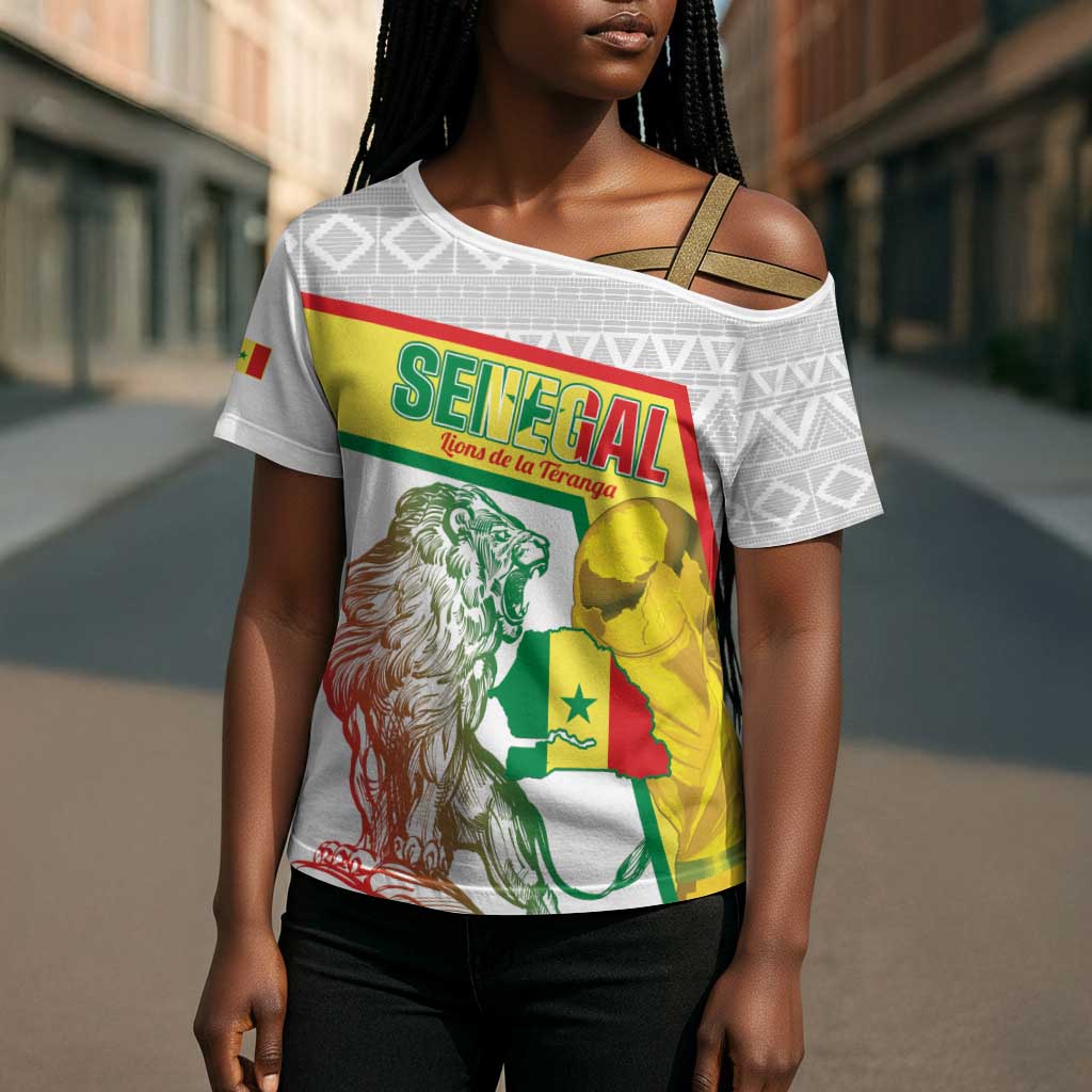 Personalized Senegal Football Cross Shoulder Shirt 2026 Come On Lions de la Teranga - African Pride