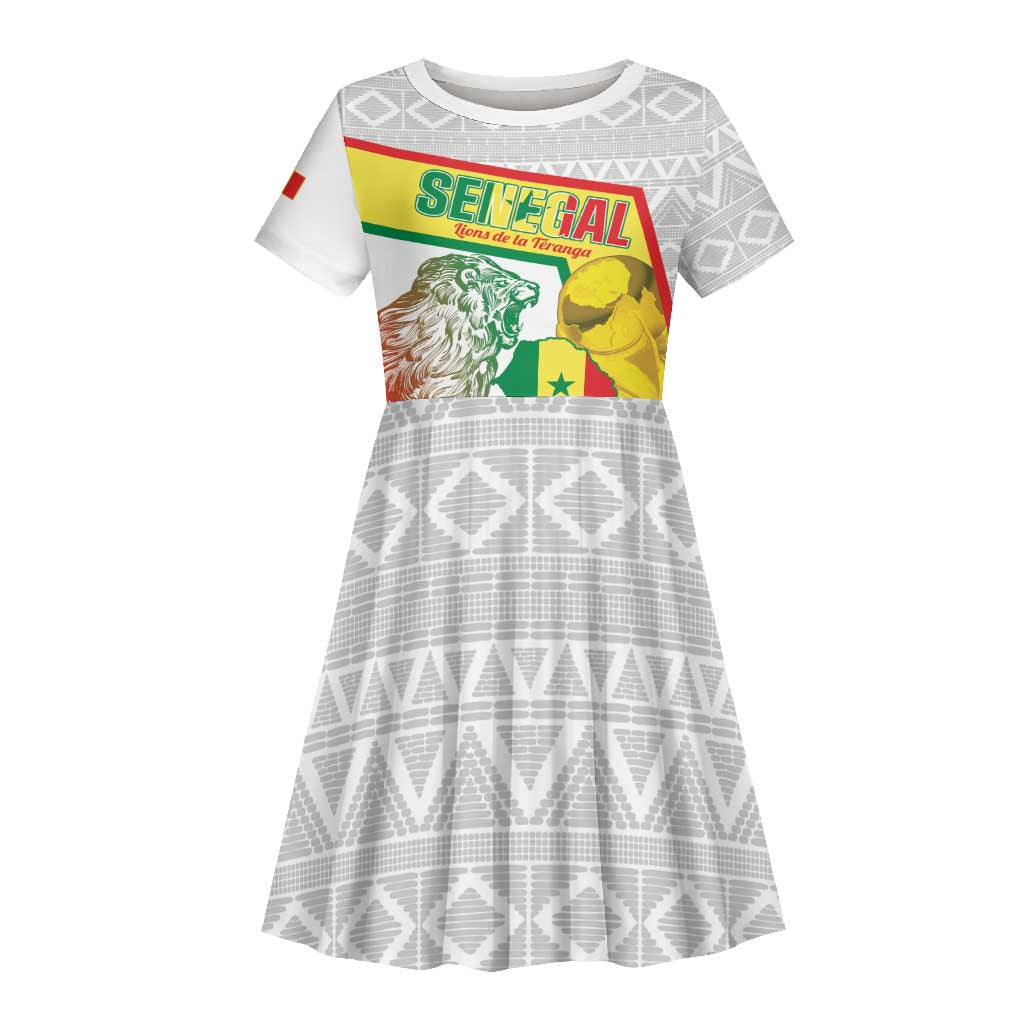 Personalized Senegal Football Kid Short Sleeve Dress 2026 Come On Lions de la Teranga LT14