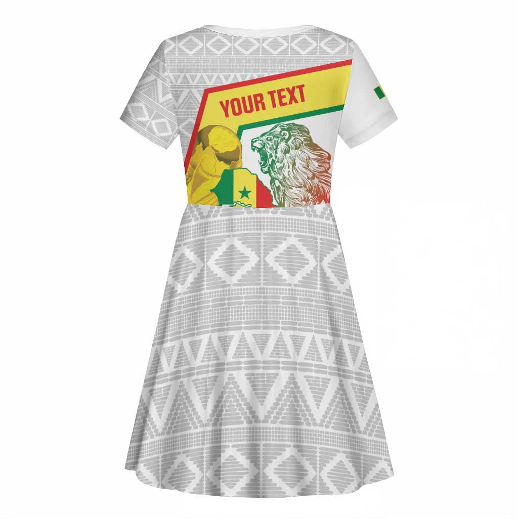 Personalized Senegal Football Kid Short Sleeve Dress 2026 Come On Lions de la Teranga LT14