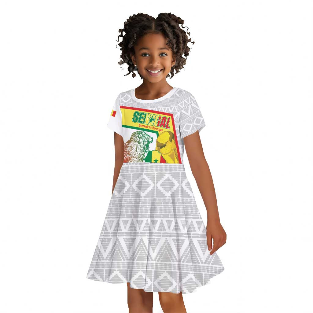 Personalized Senegal Football Kid Short Sleeve Dress 2026 Come On Lions de la Teranga LT14