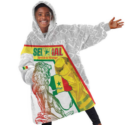 Personalized Senegal Football Kid Wearable Blanket Hoodie 2026 Come On Lions de la Teranga - African Pride