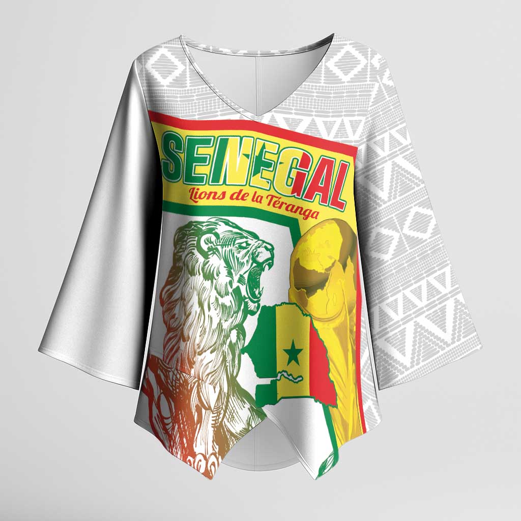 Personalized Senegal Football Kimono Sleeve Blouse 2026 Come On Lions de la Teranga - African Pride