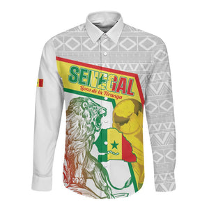 Personalized Senegal Football Long Sleeve Button Shirt 2026 Come On Lions de la Teranga - African Pride